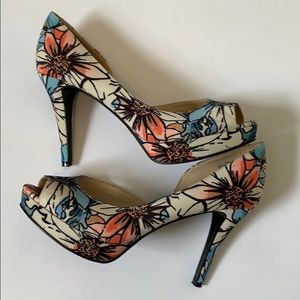 Nine West Floral Print Heels